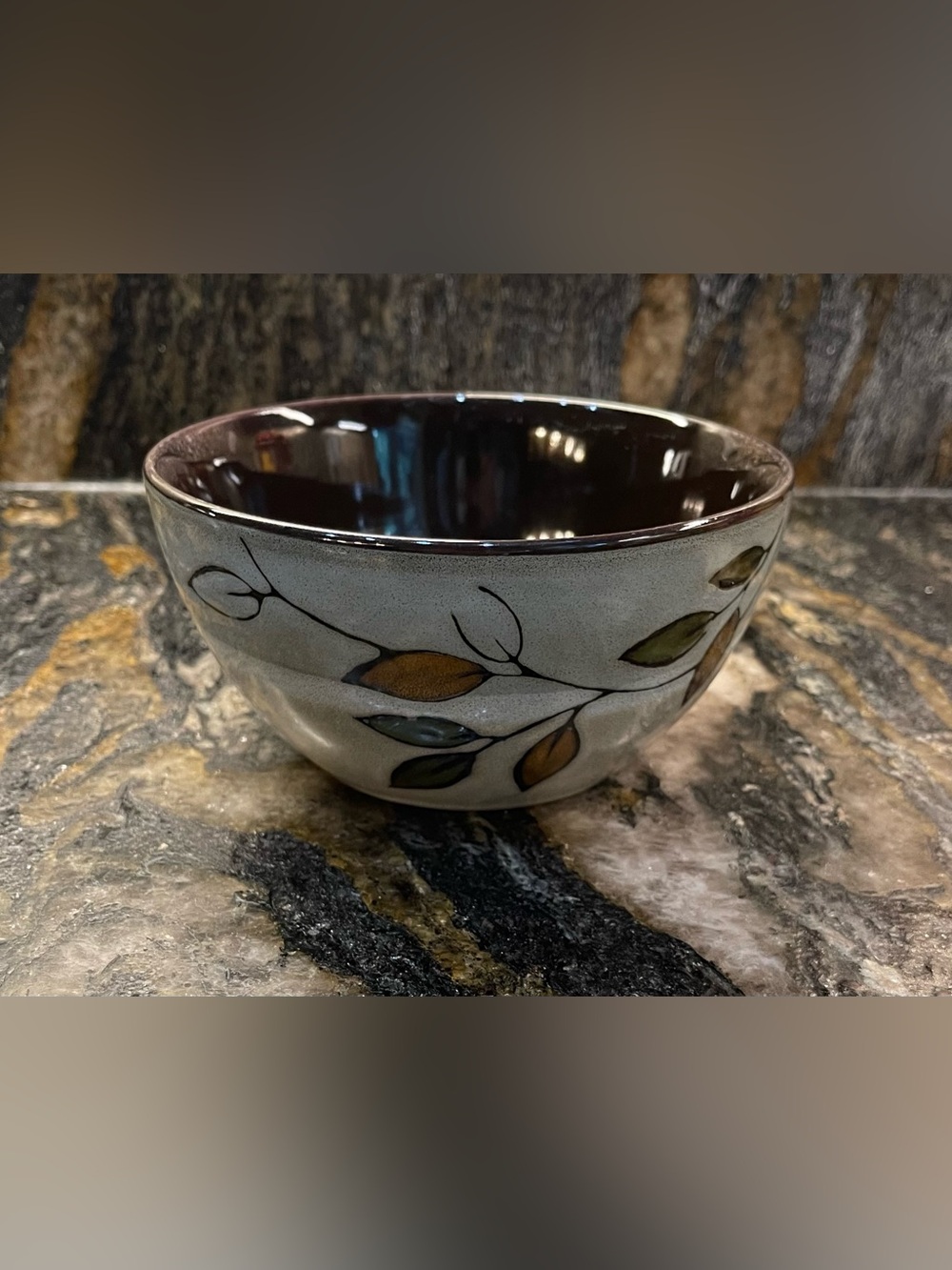 Gourmet Basics by Mikasa Stonewear Rustic Leaves 6” Salad/Soup/Cereal Bowl